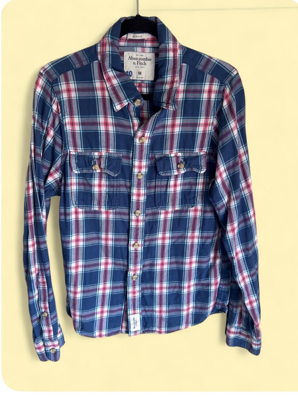 Abercrombie & Fitch Plaid Flannel Button Up Shirt Size M - Muscle Fit